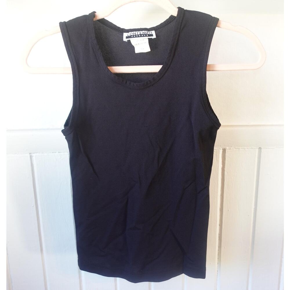 Vintage 90s Contempo Casuals Tank Top Medium Black Mesh Goth Fairy Grunge Shirt